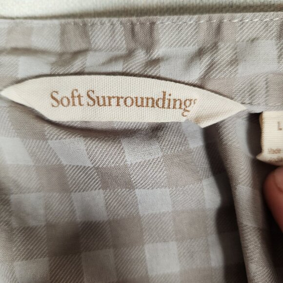Soft Surroundings Tunic Womens Large Check Popover Button Up Boho Cottagecore - Picture 3 of 14
